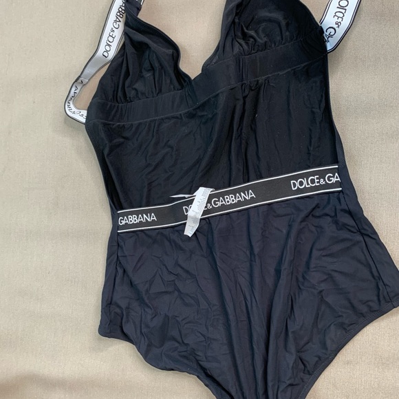 Dolce & Gabbana Women's Black Logo Trim Swimsuit - Picture 2 of 4